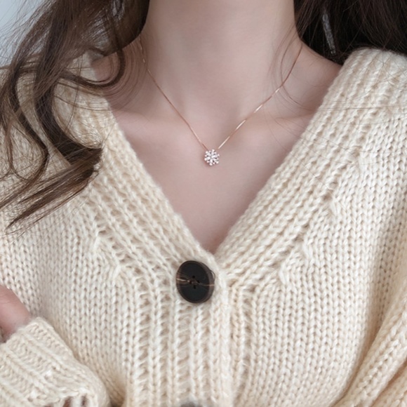 CZ Snowflake Necklace 925 - Picture 10 of 10